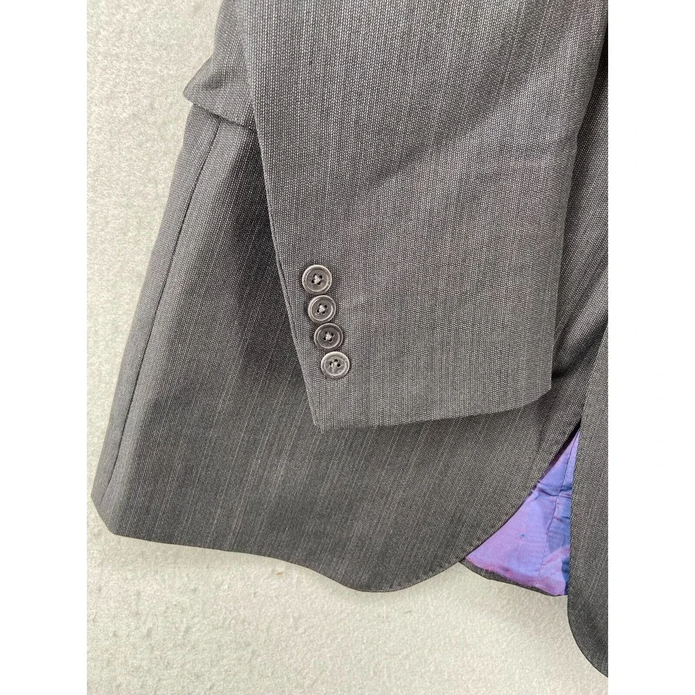 Ermenegildo Zegna Blazer Jacket Mens Sz 42L Gray‎ Wool Silk Stripe 2 Button